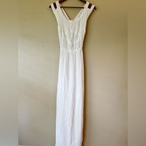 NWT Lovers + Friends White Crochet Cotton Maxi dress